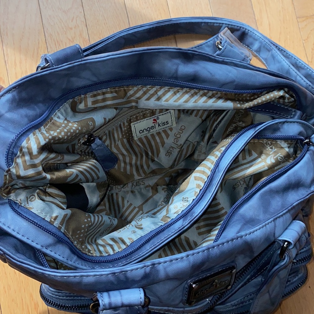 NEW Angel & Kiss Faux Leather Denim Satchel - Picture 4 of 5